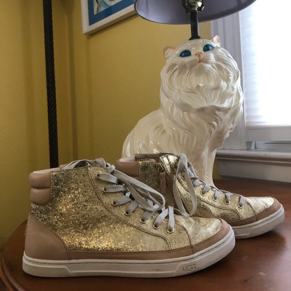 Ugg gold glitter high tops sneakers - size 9